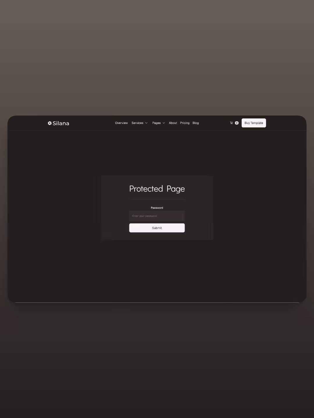 Website page showing a password input field with the heading Protected Page and a submit button.