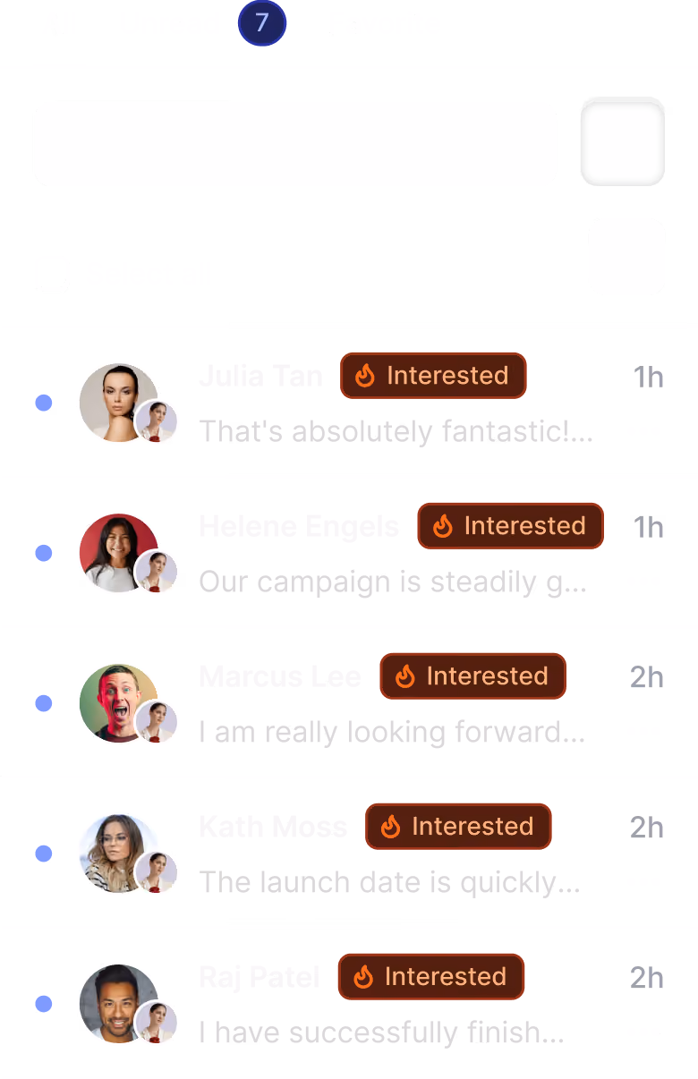 Diagram showing user chat statuses with labels like Interested, Not connected, Accepted, and Not replied yet.