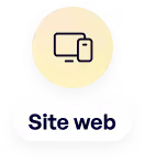 Icône d'un écran d'ordinateur et d'un téléphone avec le texte Site web dessous.
