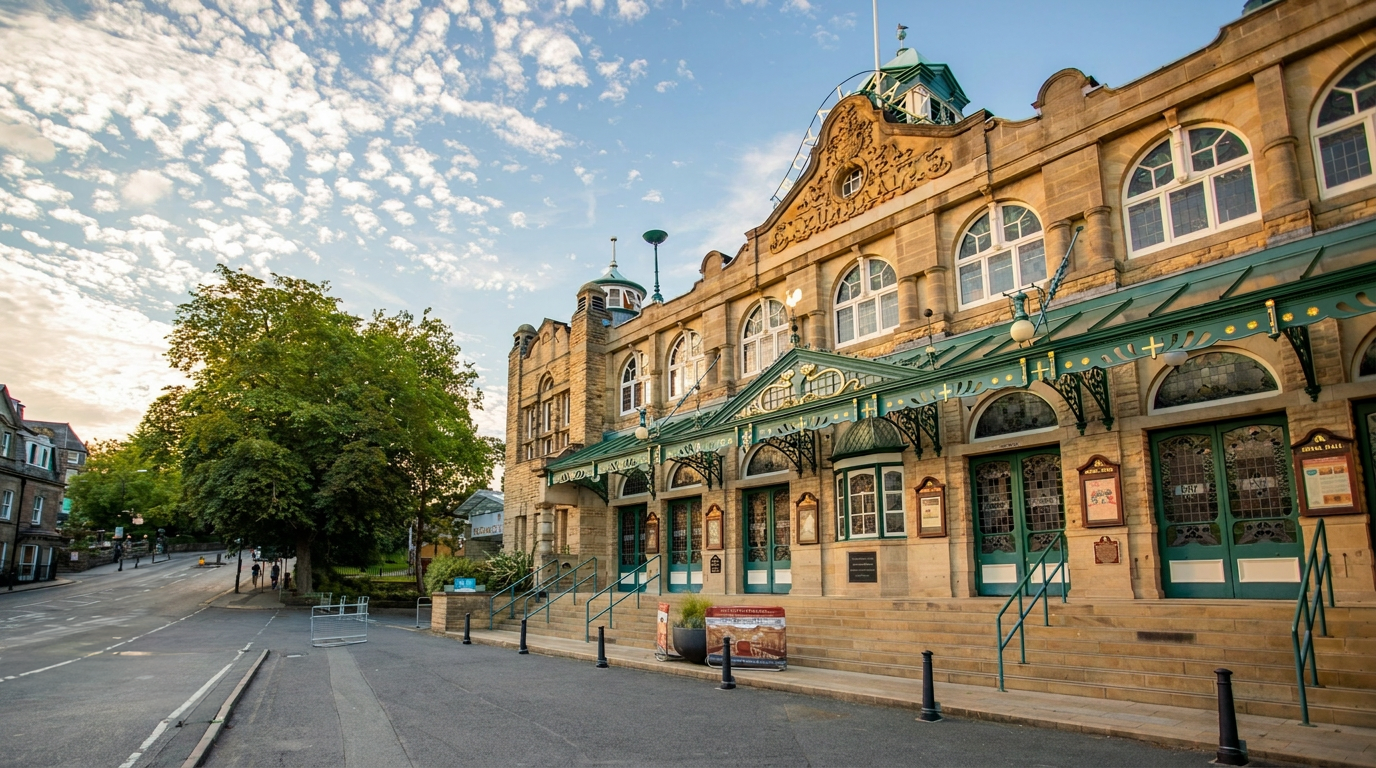 Morning view of Harrogate town centre during a peaceful weekend