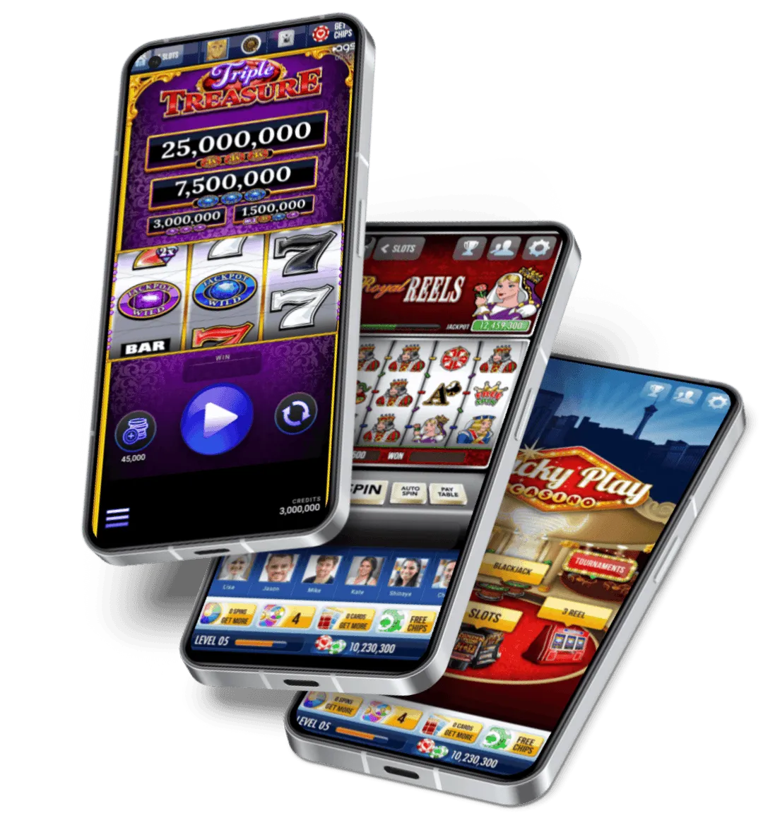 AGS mobile slot machines with colorful graphics and big jackpot displays