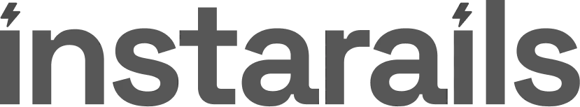 Text logo reading instarails in bold black lowercase letters on a white background.
