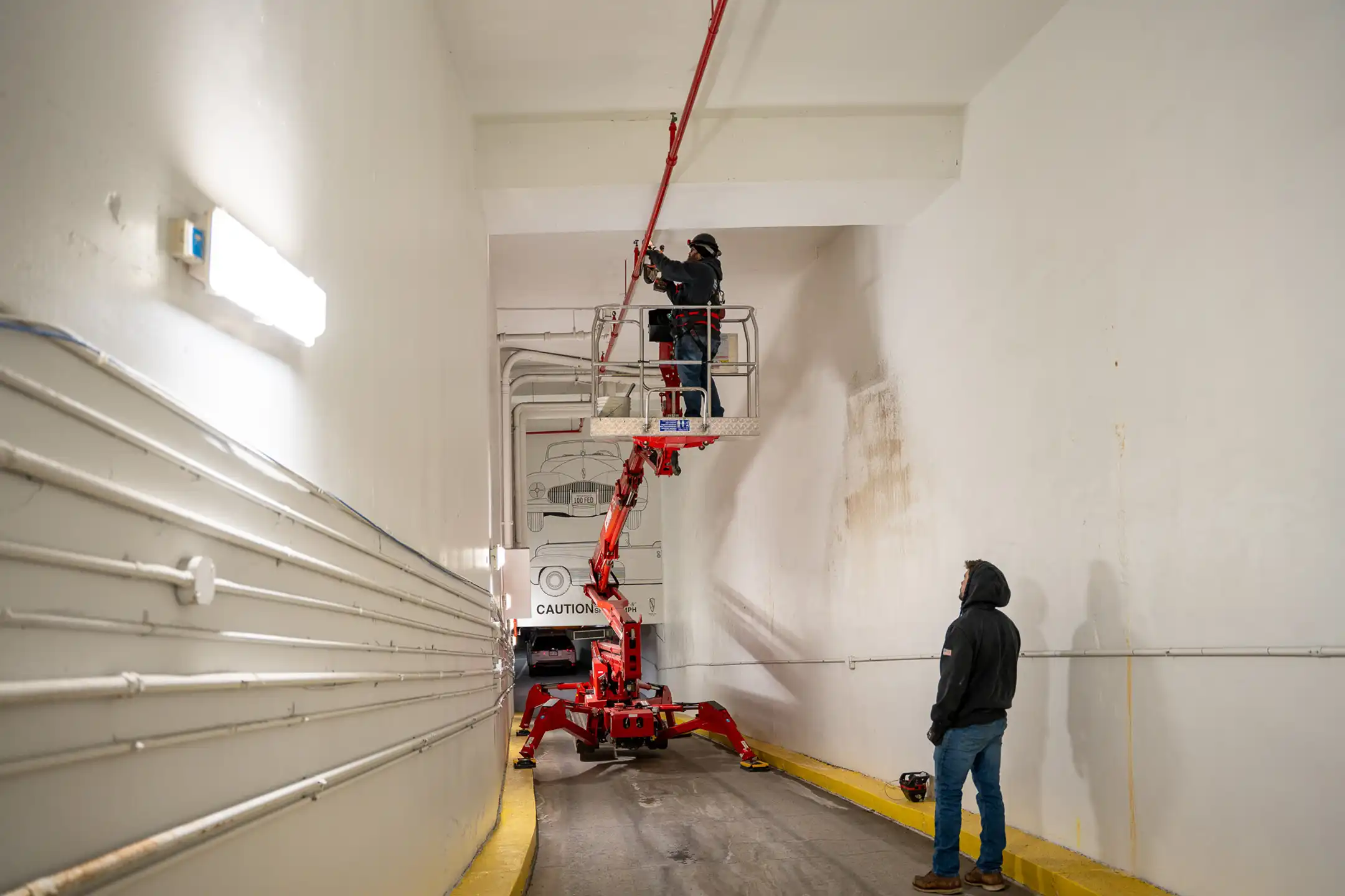 Tight sloped setup repairing sprinklers