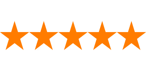 Five orange stars in a row representing a 5-star rating.