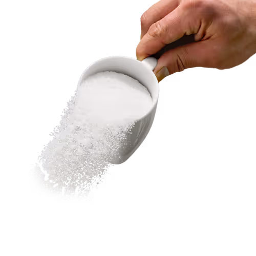 Hand holding powder.