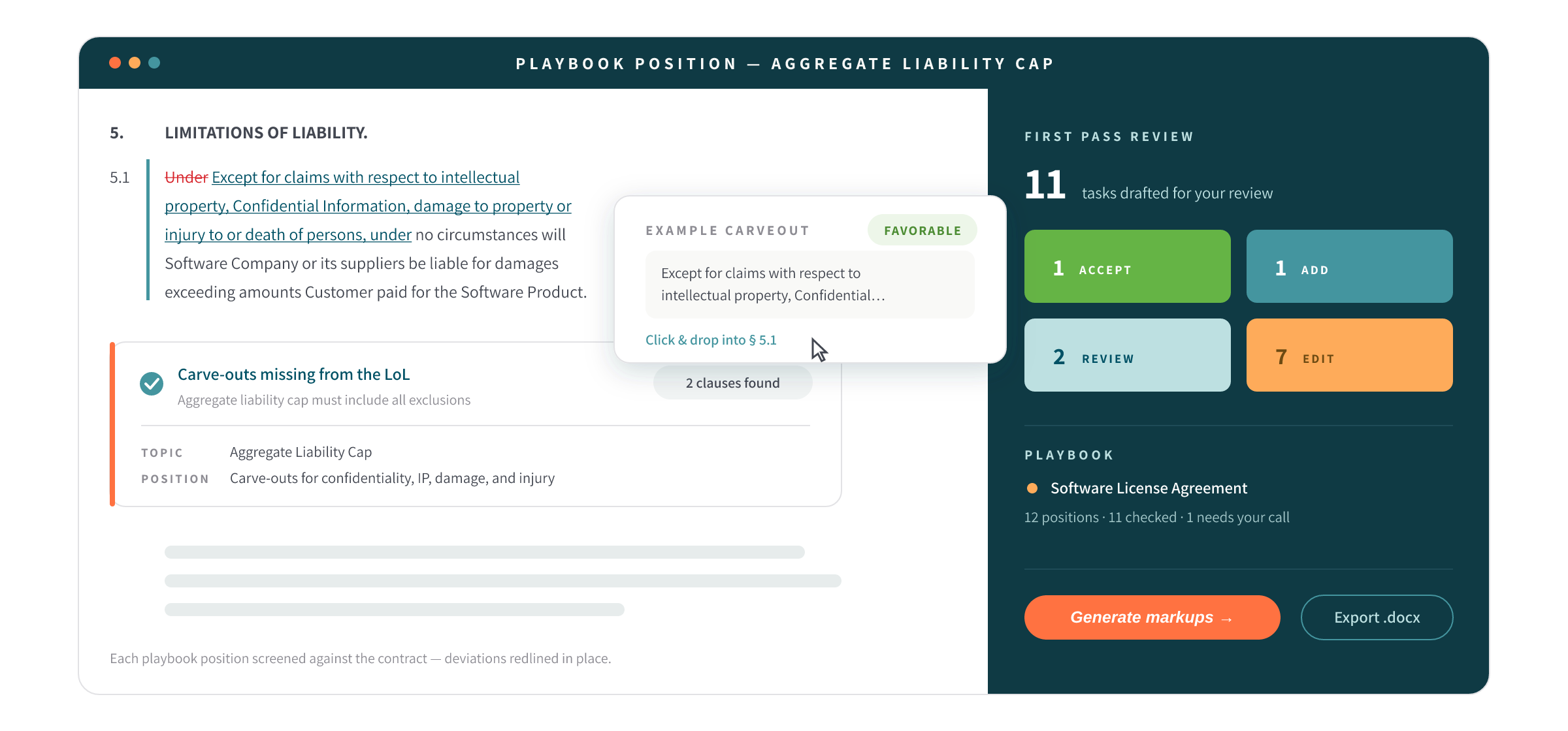 Contract Review & Redlining interface illustration