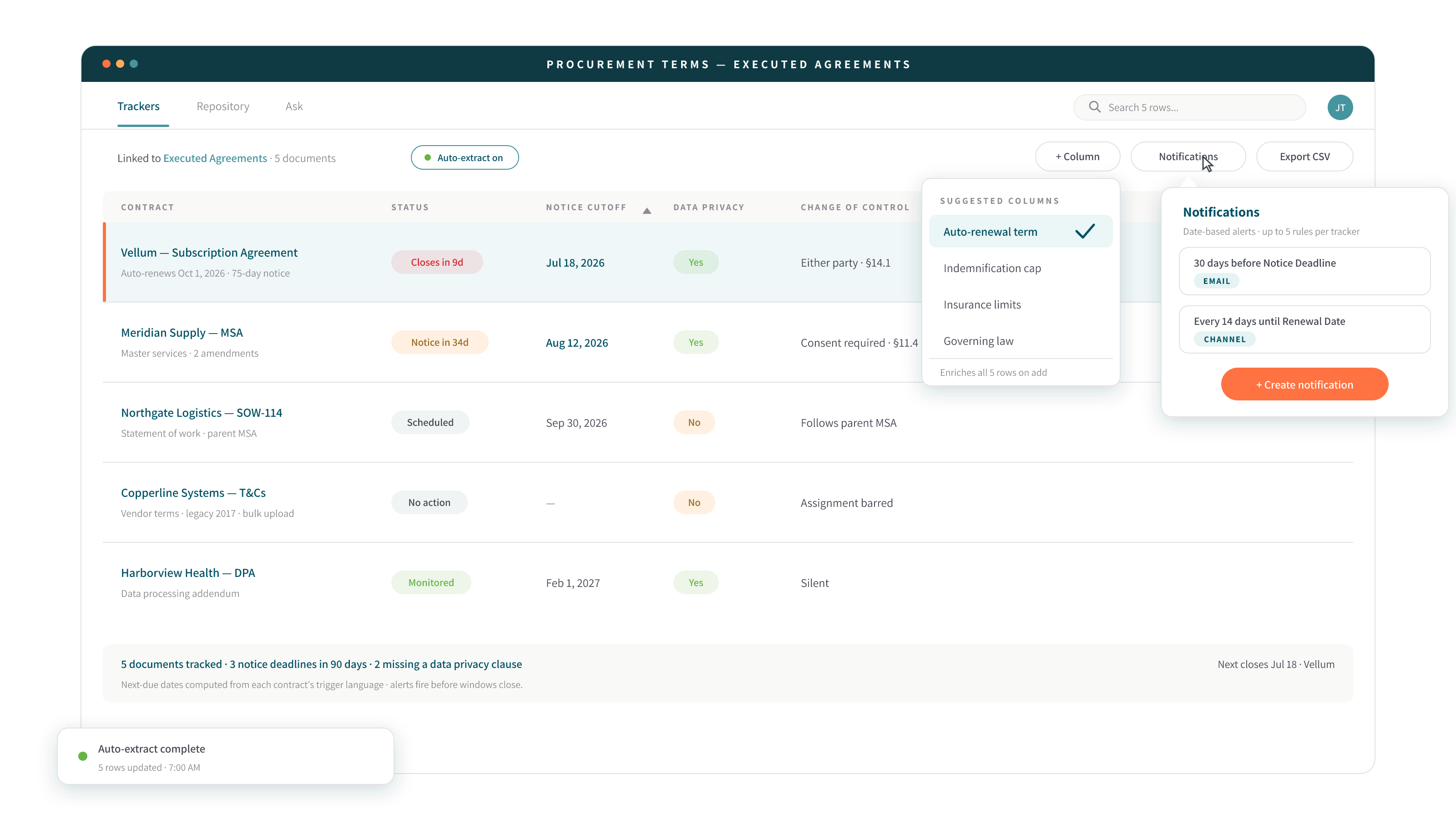 DocJuris Contract Repository & Obligation Tracking illustration