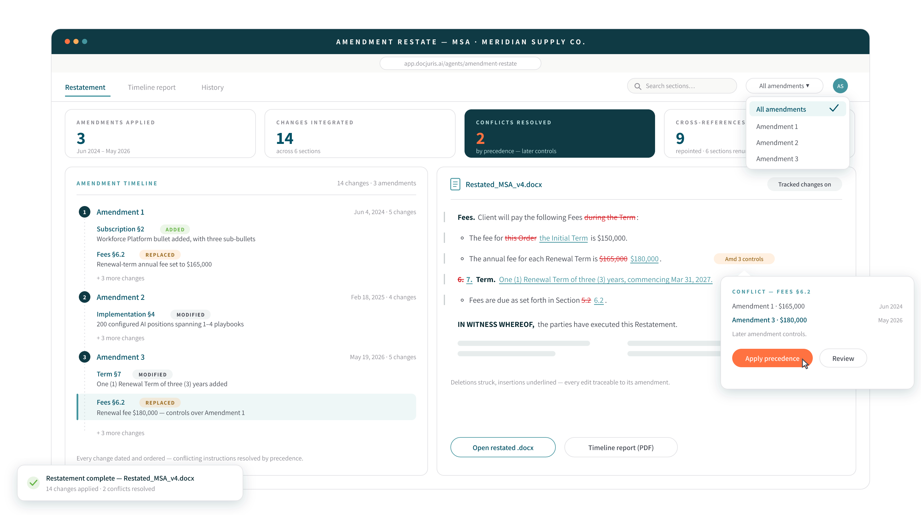 DocJuris Amendment & Restate — restated contract illustration