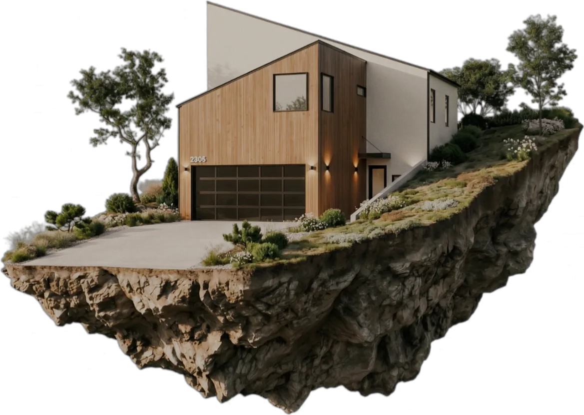 Modern custom home by Art Village built on a sloped lot in Austin, TX