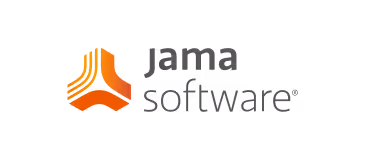 Jama Software company logo with an orange abstract icon and gray text.