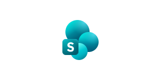 Microsoft SharePoint logo with four connected blue spheres and a blue square with an S.