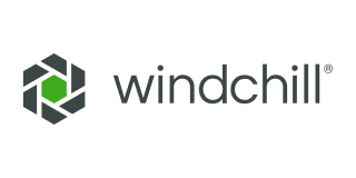 Windchill company logo with hexagonal emblem and green center.