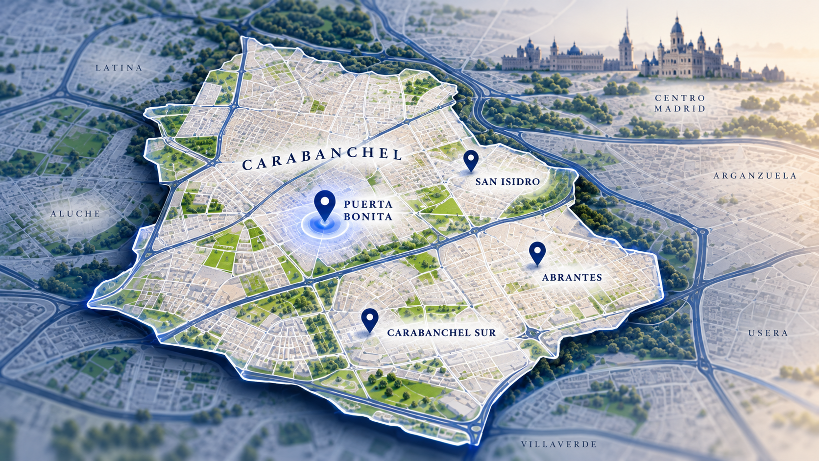 Mapa destacado de Carabanchel y Puerta Bonita