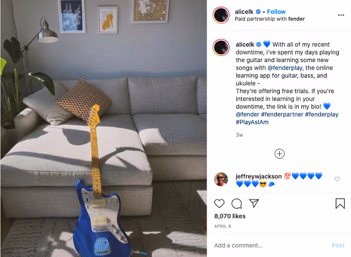 Screenshot of Instagram