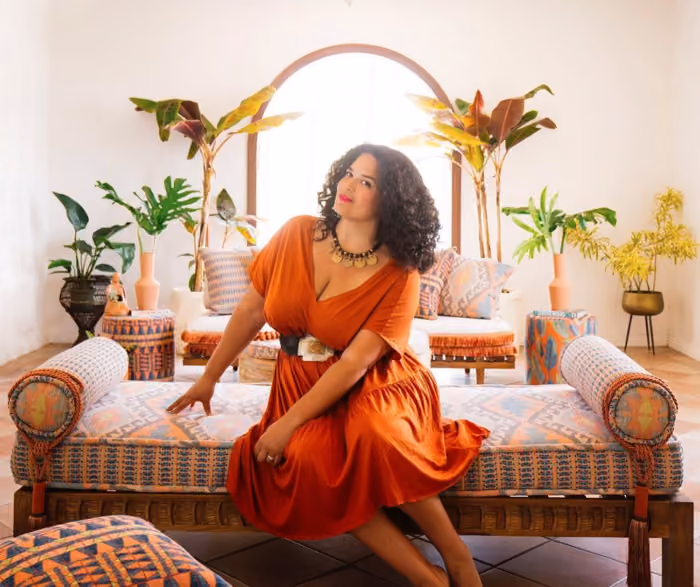 A Woman Sitting on A Couch
