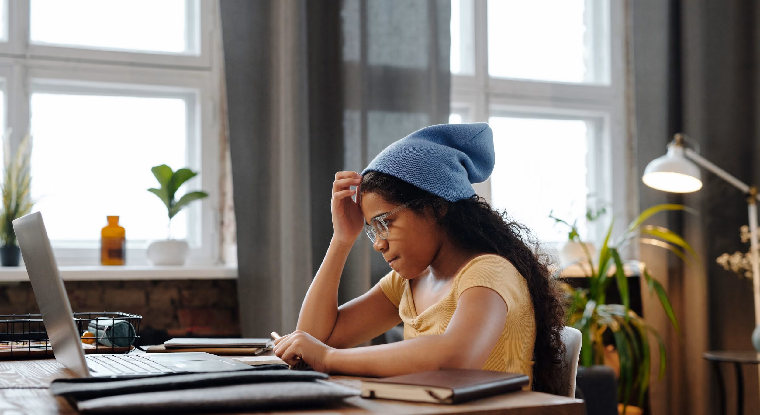 A girl using laptop