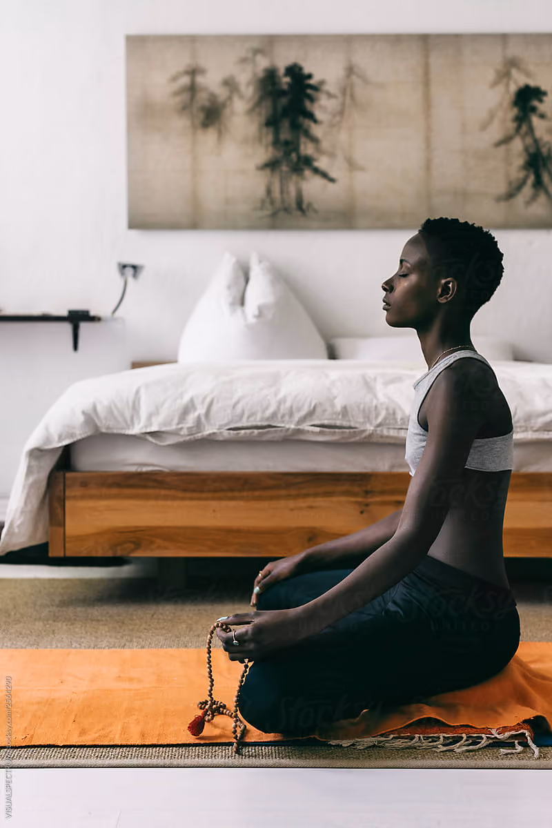 A moment practicing meditation