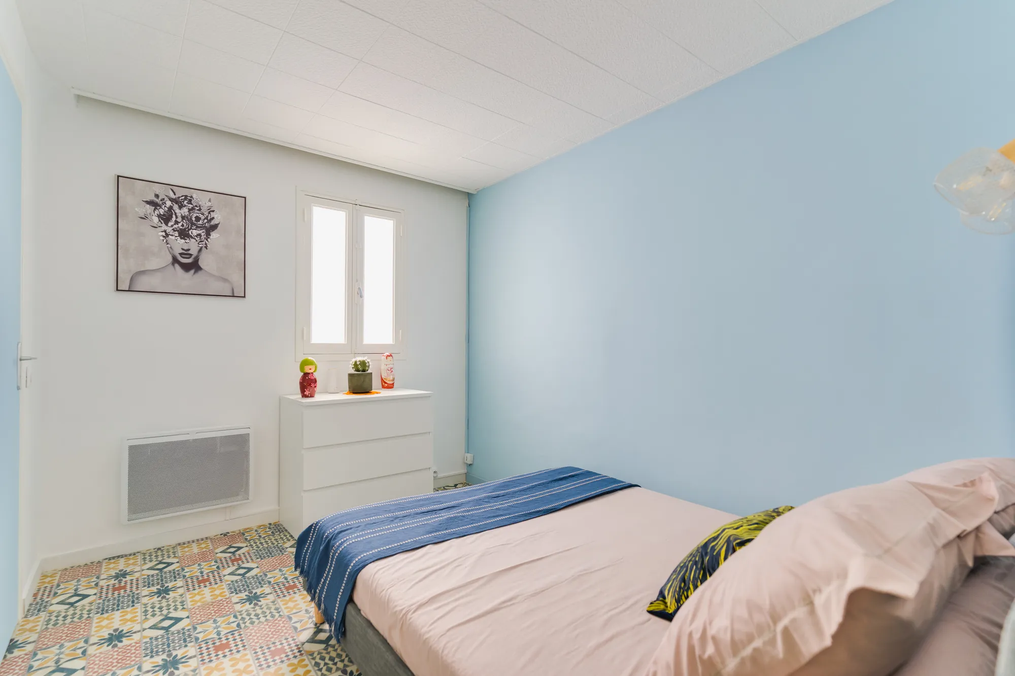 Chambre bleue de la maison au Vallon des Auffes