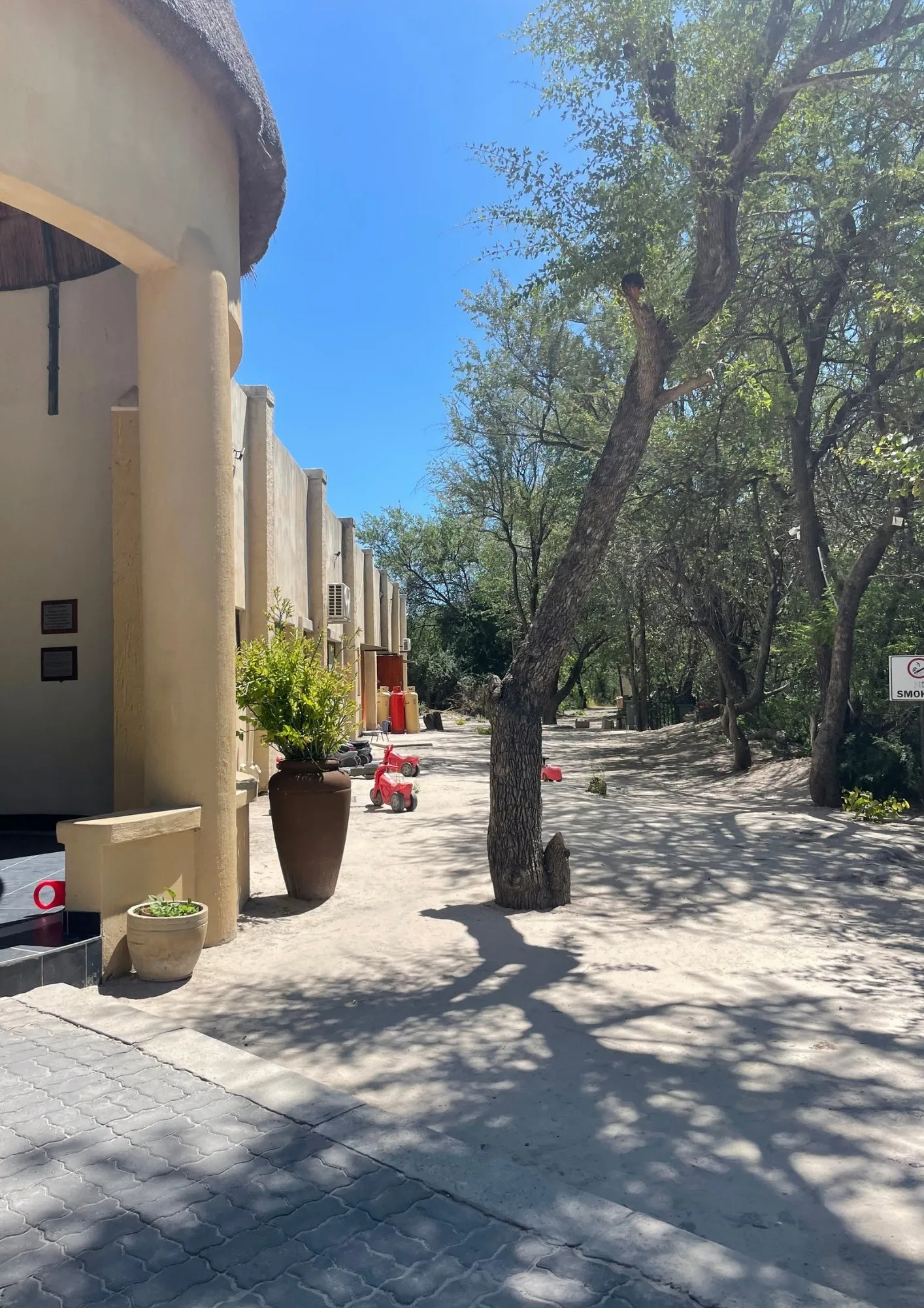 The shaded courtyard at Lorato House
