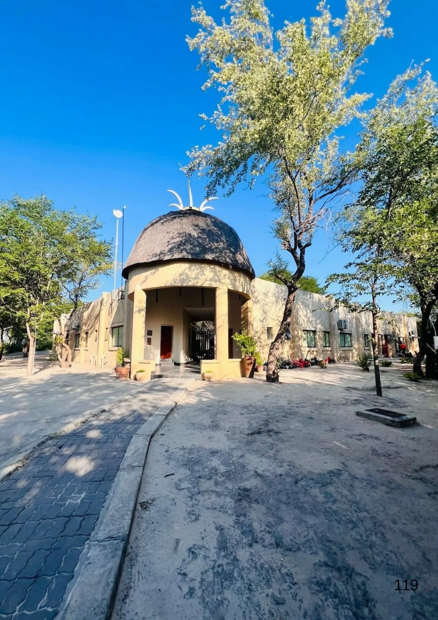 The entrance and thatched gatehouse of Lorato House Rescue Centre