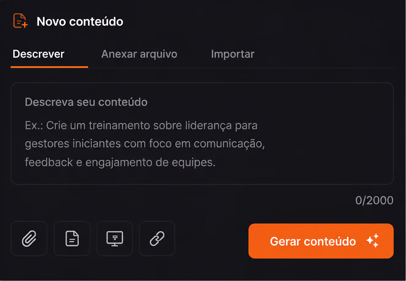 Etapa de criação de conteúdo