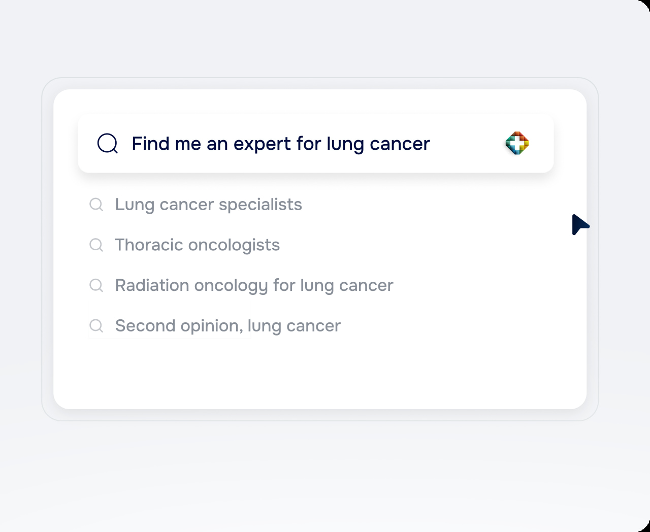 Example of search bar looking for expert for lung cancer