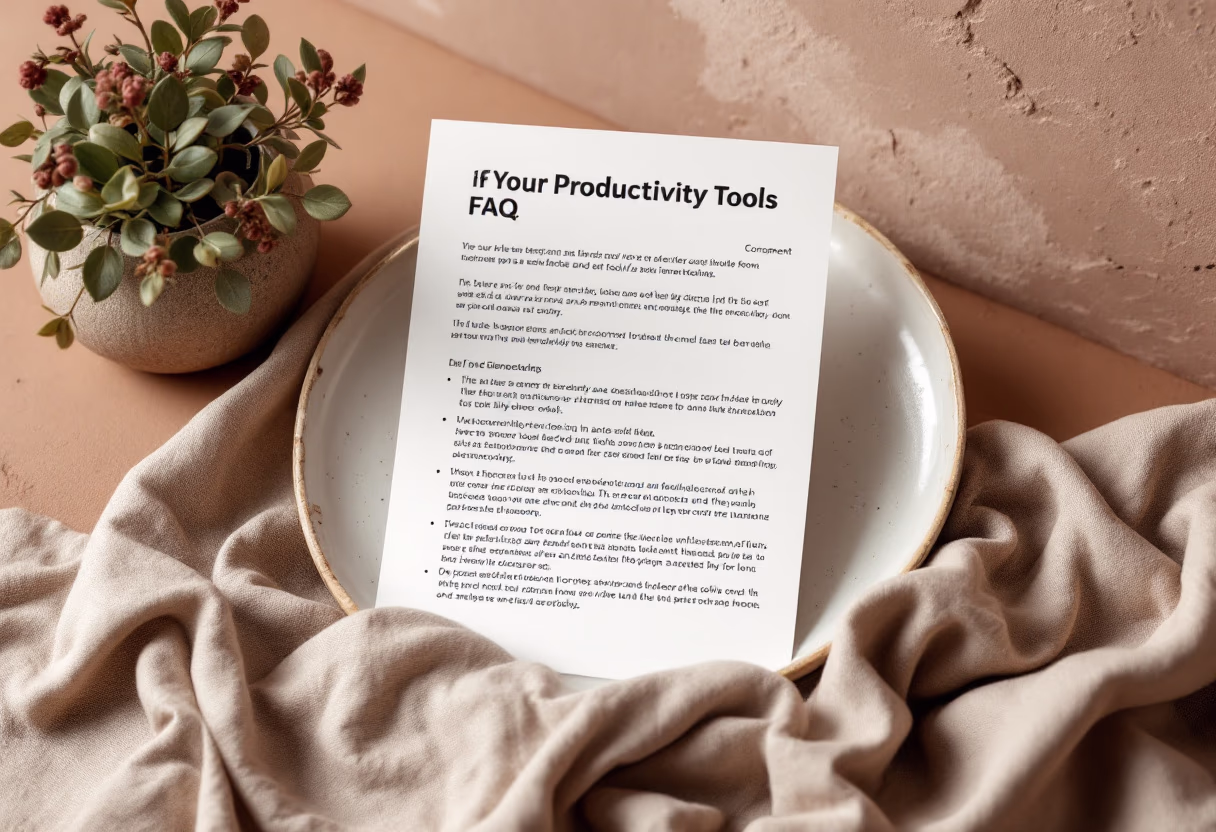 image of a document with faqs (for a productivity tools business)