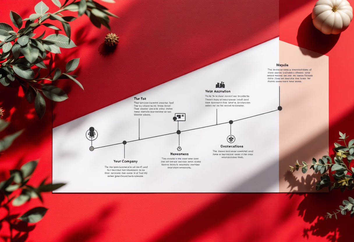 image of company milestones in a timeline format (for a edtech)
