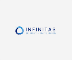 Infinitas corporate logo with a blue circular swirl and text.