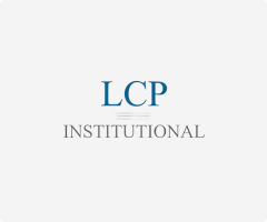 Text reading LCP in blue above the word INSTITUTIONAL in gray on a white background.