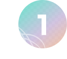 Cercle coloré dégradé avec le chiffre 1 et motifs de feuilles blanches.