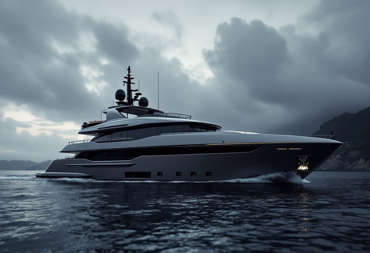 image of a private yacht at sunset