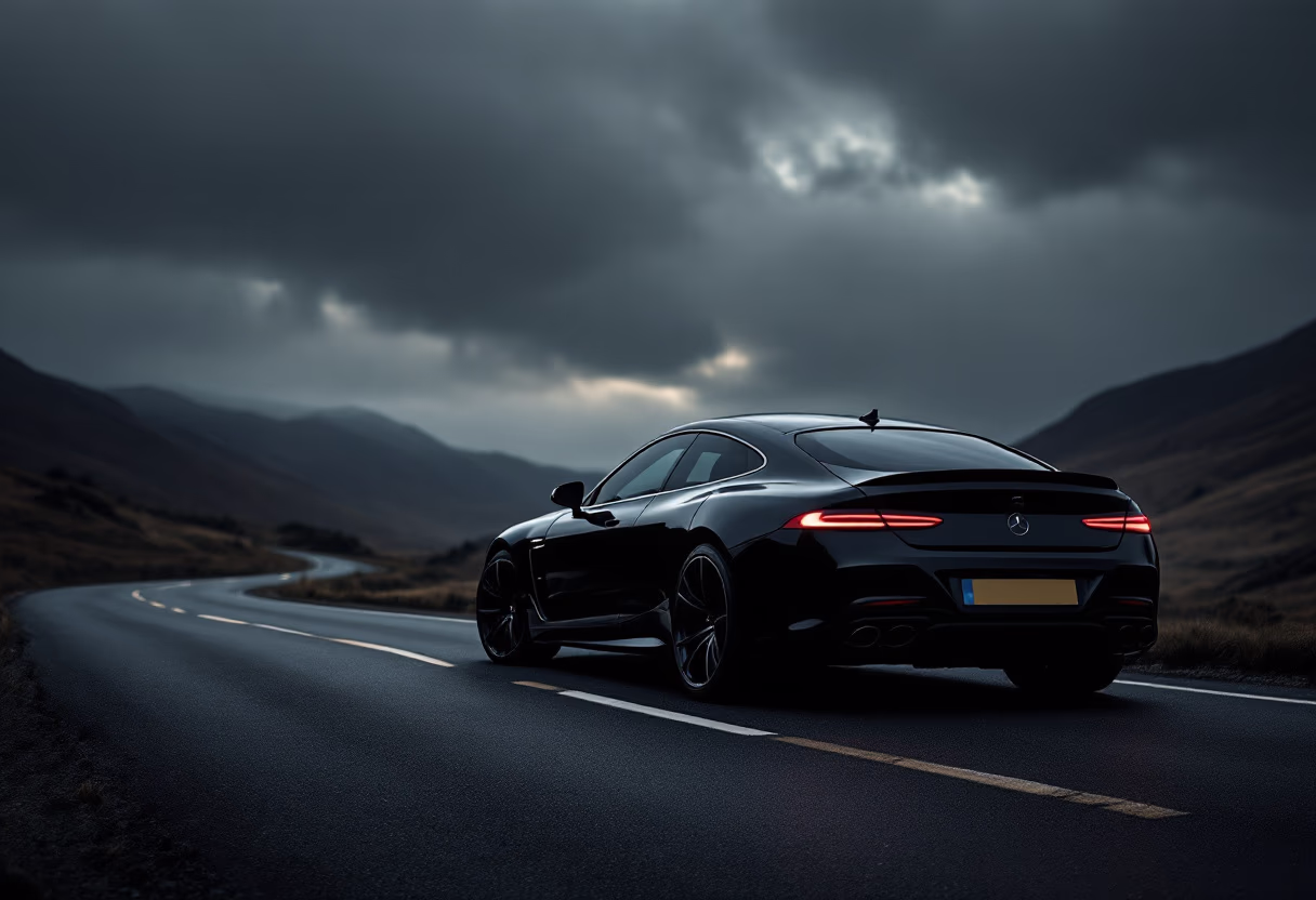 [background image] image of car on a scenic road (for an automotive service)