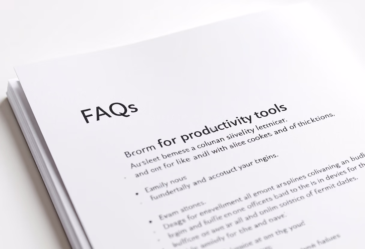 image of a document with faqs (for a productivity tools business)