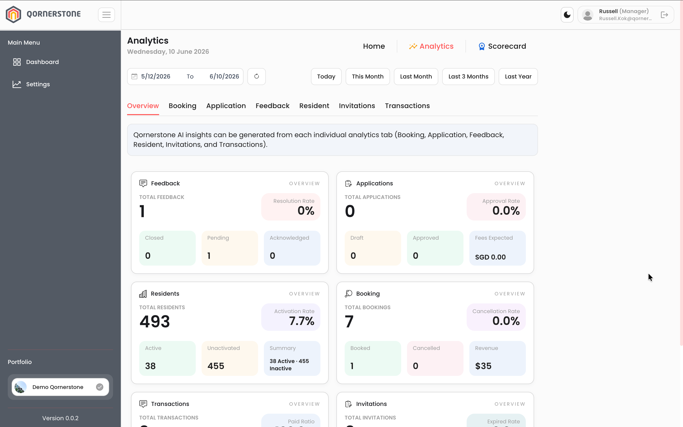Qornerstone — owner account, payments & transactions