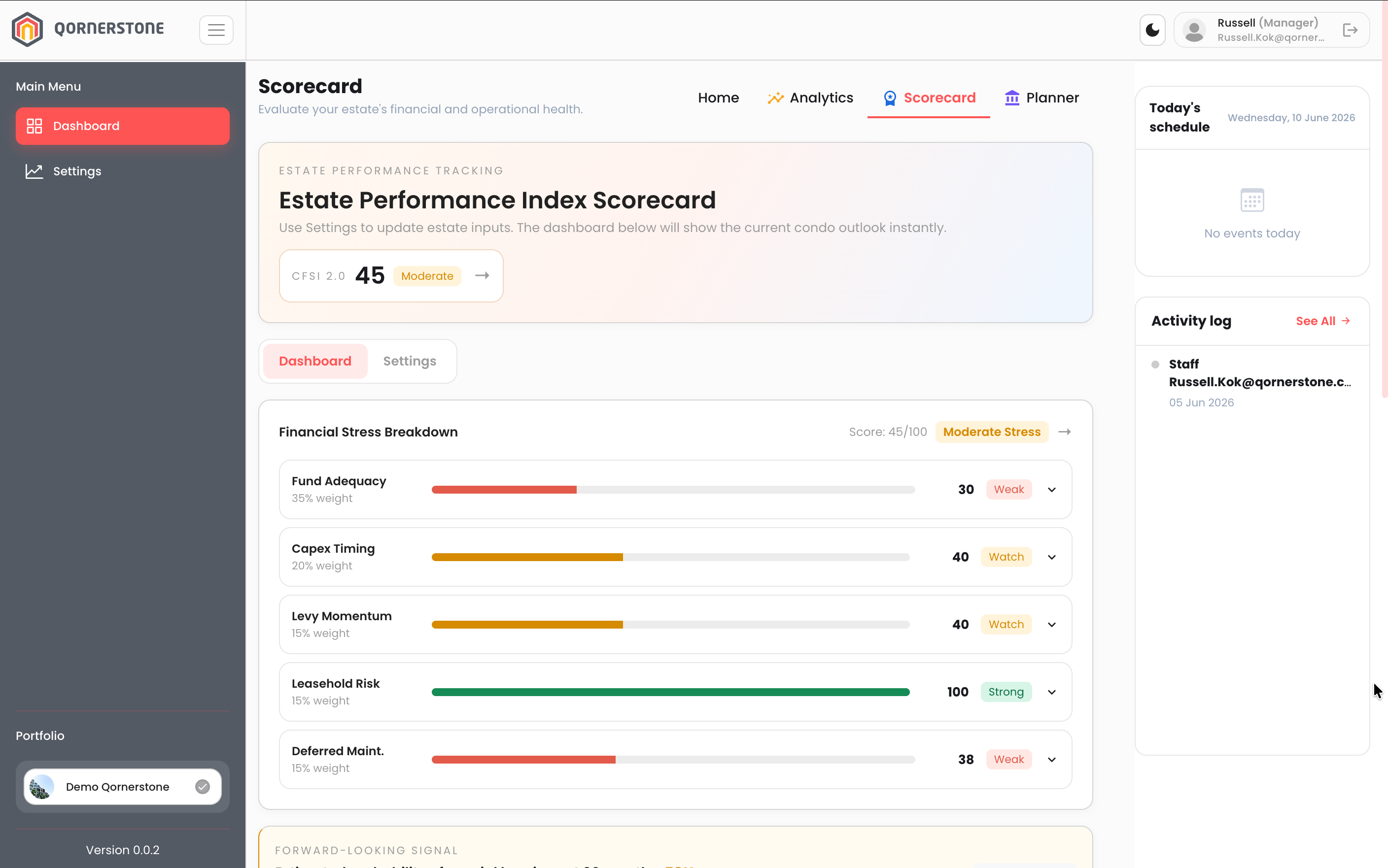 Qornerstone — building performance overview