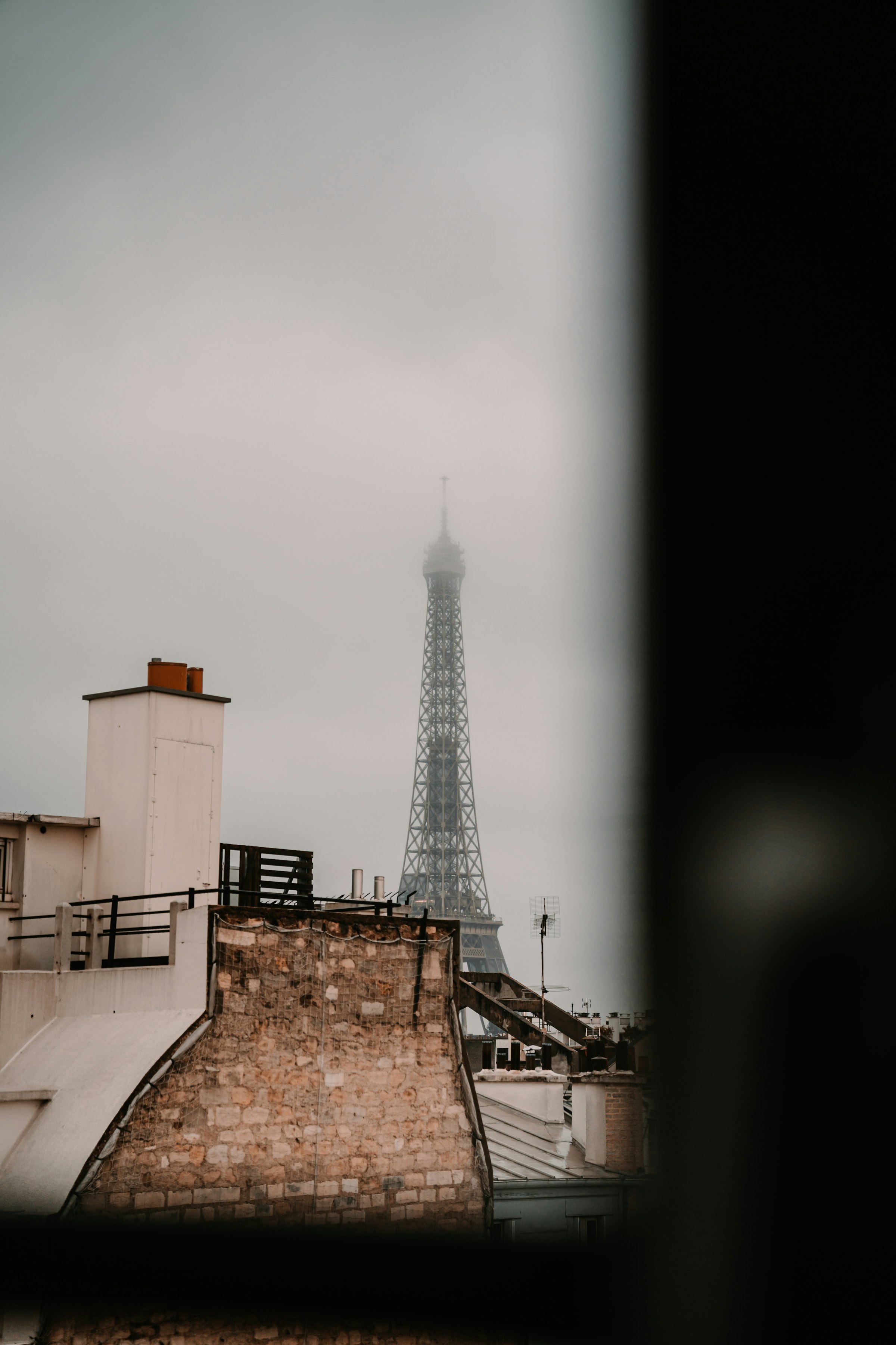 Eiffel Tower in grey winter light, Paris