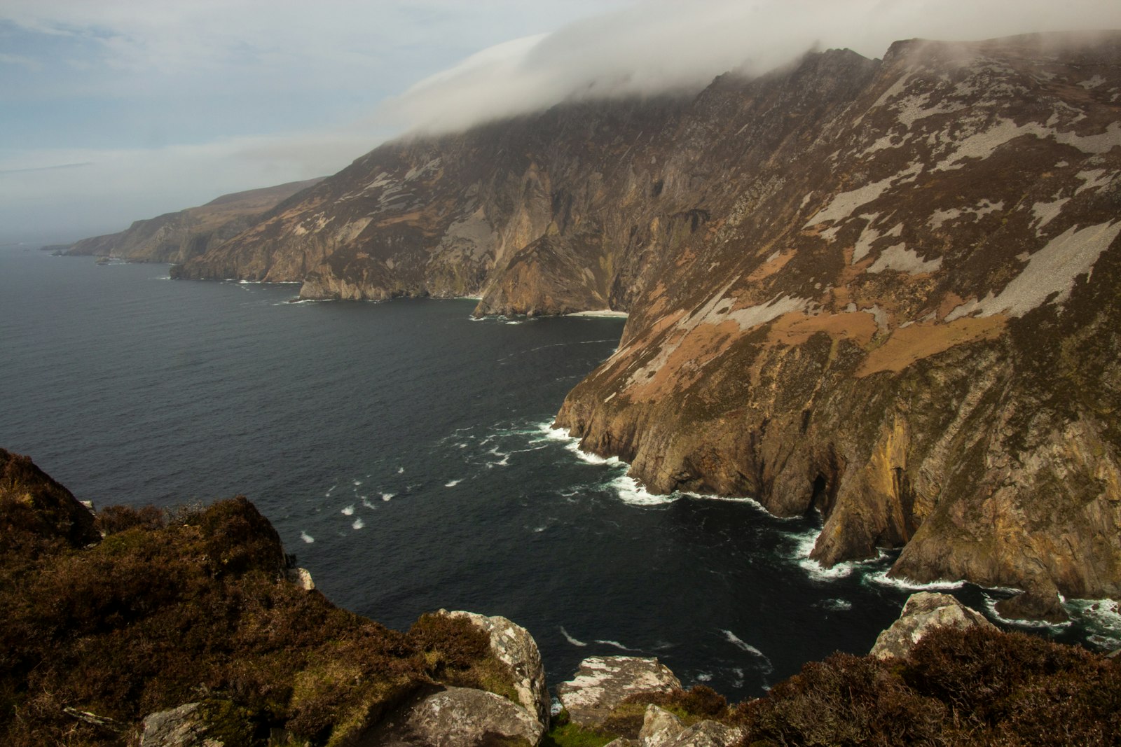 The Sliabh Liag sea cliffs falling into the Atlantic, County Donegal