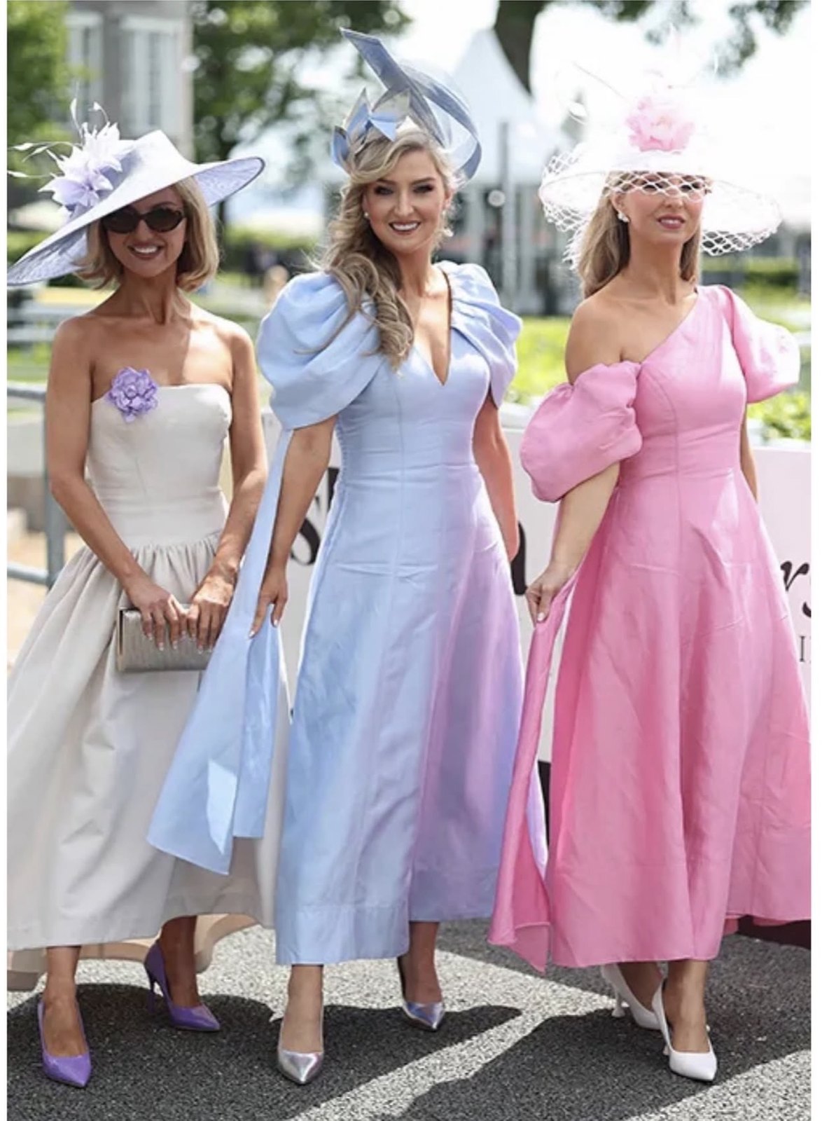 The three Knight sisters in pastel race-day looks