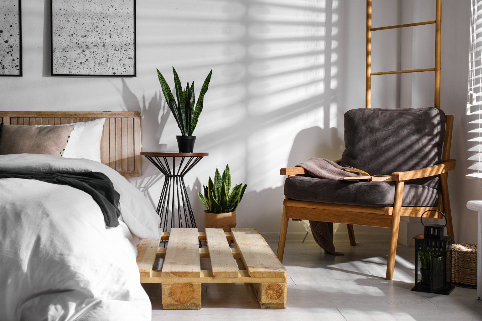 Bedroom with decor stock image