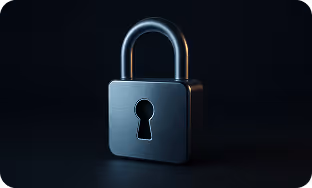 Metal padlock with keyhole on a dark background symbolizing security and compliance.