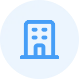 Blue circular icon with a white open book symbol in the center.