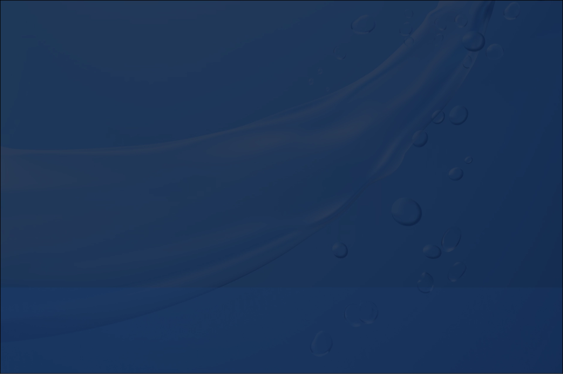 Abstract blue background with flowing smooth shapes and scattered transparent bubbles.