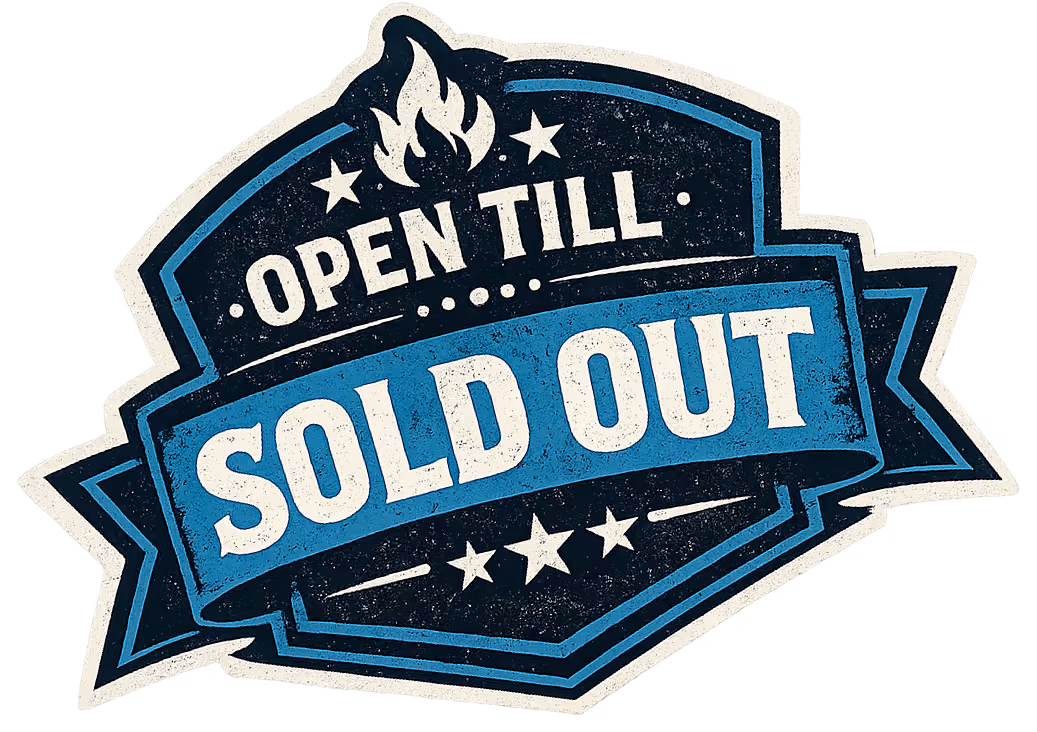 open till Sold out stamp