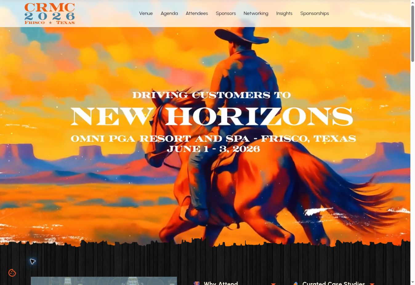 CRMC rebuilt website with vivid Western imagery and bold New Horizons typography