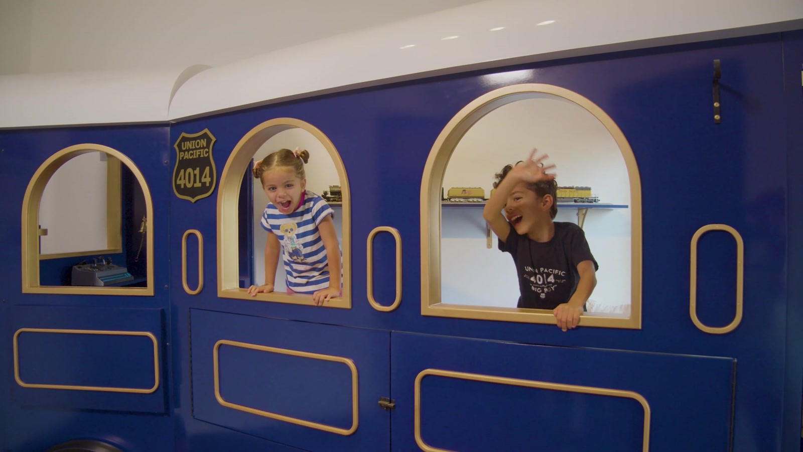 Children enjoying the completed Dream Train Bed