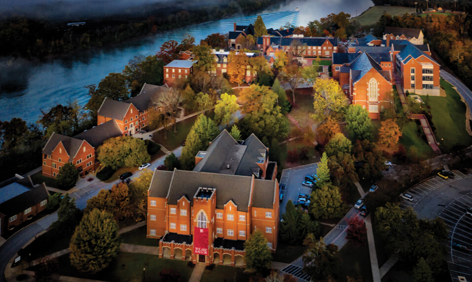 An aerial view of the Baylor School (TN) campus.