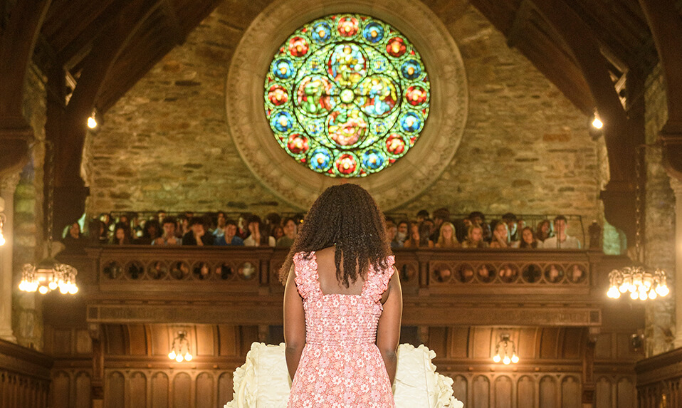 A Pomfret Student speaking during chapel.