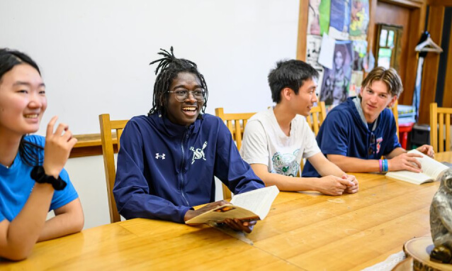 A St. Mark's School student participating in a class discussion.