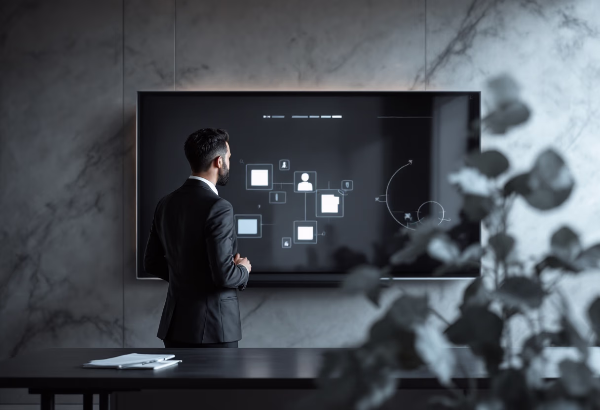 image of teacher using a smartboard (for edtech)